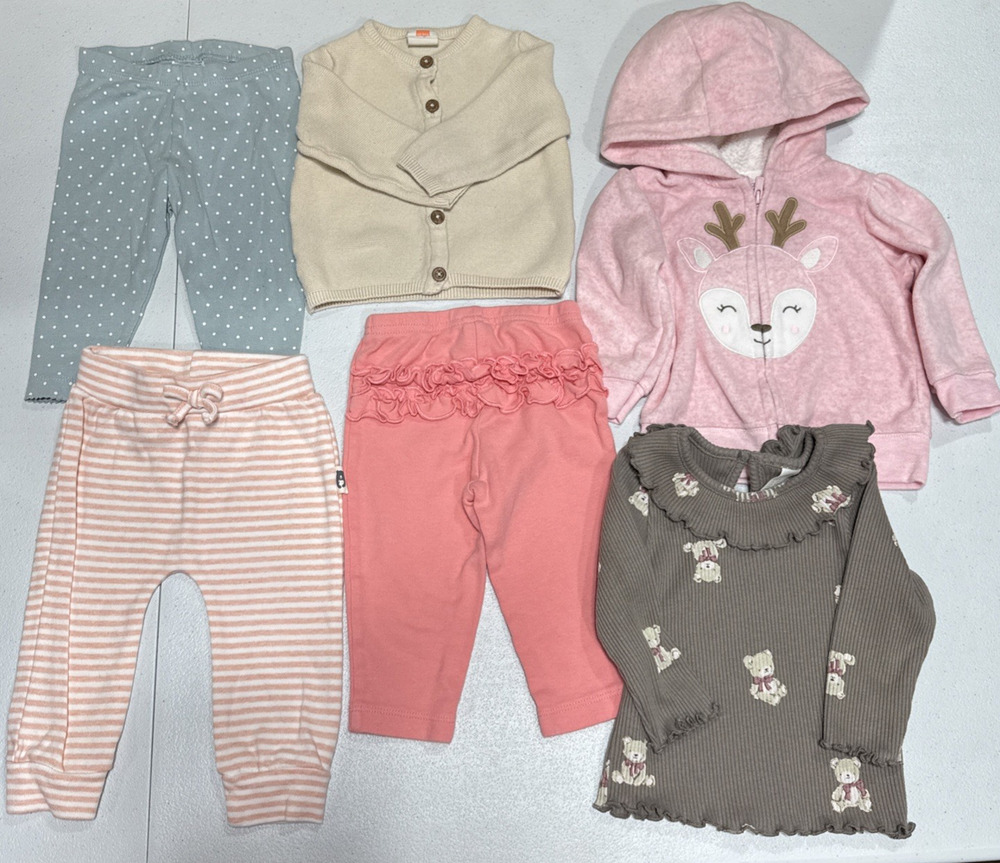 Baby Girl Clothes 3-6 Months Sweater Hooded, Bottoms Floral, Stripes Casual Pink